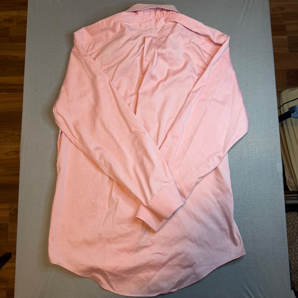 Lands End Mens Pink Wrinkle Free Oxford Button Down Shirt 15.5 33 Regular - Picture 3 of 6